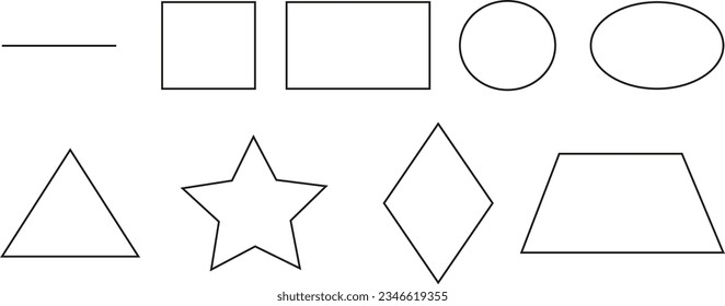 Basic geometric figures. Maths. Paint geometric shapes in different colors. We teach mathematics