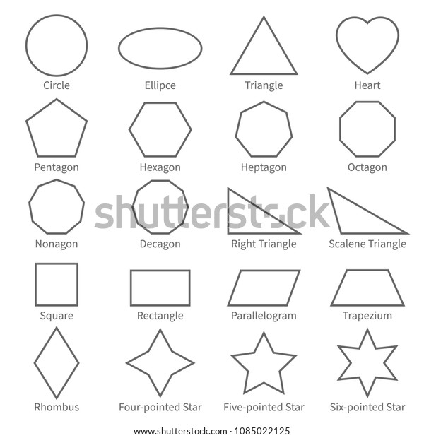 Basic Geometric Outline Flat Shapes Educational Stock Vector (Royalty ...