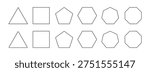 Basic geometric outline shape. Triangular, quadrilateral, pentagonal, hexagonal, hexagonal and octagonal outline shapes