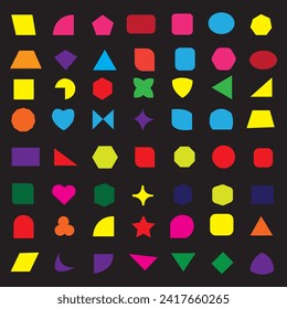 Basic geometric shape set. Abstract elements brutalism style, modern brutalist simple figures for posters. Vector design