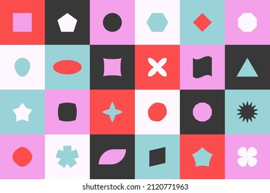 Basic geometric shapes. Abstract elements brutalism style, modern brutalist simple figures for poster art. Vector design
