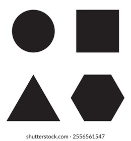 Basic geometric shapes. Circle, square, triangle. Black and white vector. Minimalistic design.