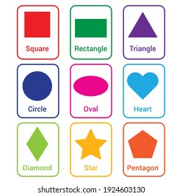 Basic Geometric Shapes Flashcards Preschoolers Stock Vector (Royalty ...