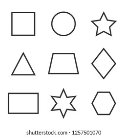 Basic geometric shapes icon set. Vector illustration, flat design.