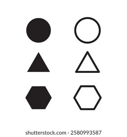 Basic geometric shapes icon set. vector flat black simple trendy style illustration for web and app..eps