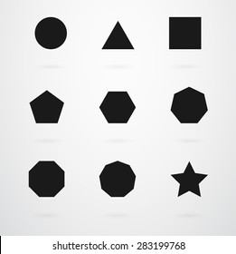 Basic Geometric Shapes Vector Icon Set