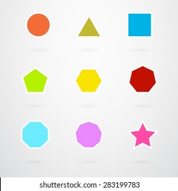 Basic Geometric Shapes Vector Icon Set Stock Vector (Royalty Free ...