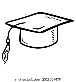 basic graduation cap hand drawn outline illustration