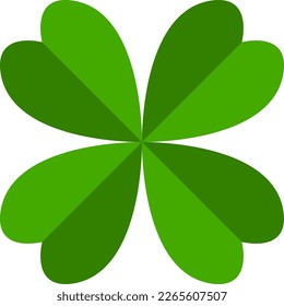 Langre verde básico o Shamrock con un icono de símbolo de la suerte de 4 hojas. Imagen vectorial.