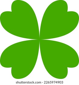 Langre verde básico o Shamrock con un icono de símbolo de la suerte de 4 hojas. Imagen vectorial.