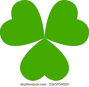 Basic Green Clover or Shamrock or Trefoil Symbol Icon. Vector Image.