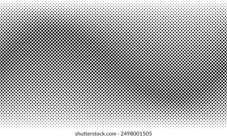 Basic halftone dot effect in black and white tones. Wave or wavy polka pattern template. Modern monochrome dotted texture.