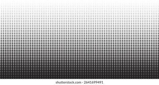 The basic halftone dot effect in black on a white background. Background with monochrome dot texture. Halftone effect. Halftone dots. Black and white halftone. Polka dot pattern.