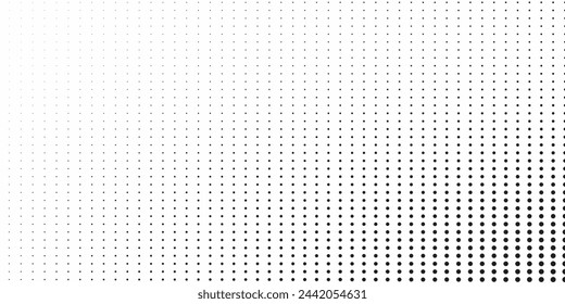 Basic halftone dots effect in black and white color. Halftone effect. Dot halftone. Black white halftone.Background with monochrome dotted texture. Polka dot pattern template. Background with black