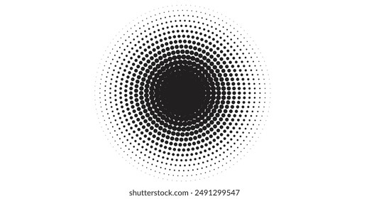 Basic halftone dots effect in black and white color. Halftone effect. Dot halftone. Black white halftone.Background with monochrome dotted texture. Polka dot pattern template. Background with black