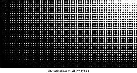 Basic halftone dots effect in black and white color. Halftone effect. Halftone dots. Black white halftone.Background with monochrome dotted