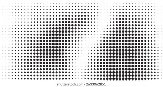 Basic halftone dots effect in black and white color. Halftone effect. Dot halftone. Black white halftone.Background with monochrome dotted texture. Polka dot pattern t abstrac modern dotted