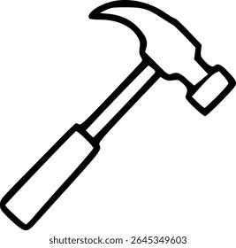 Basic hand drawing sketch of a claw hammer line art.