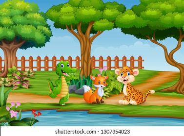 Basic Happy wild animal on the beautiful landscape