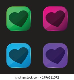 Basic Heart four color glass button icon