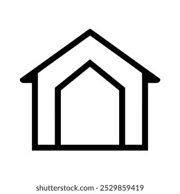 Icono de contorno de casa Básica con un techo simple - Adecuado para proyectos de bienes raíces, diseño de viviendas y comercialización de propiedades