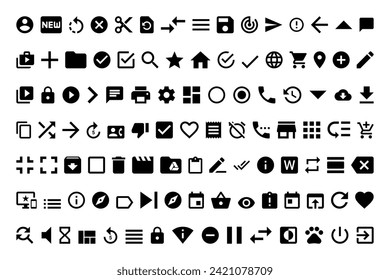 Basic icon collection, user interface  icon set, web essentials, web icons, website interface, ui interface, vector, symbol, design, illustration, icons bundle.