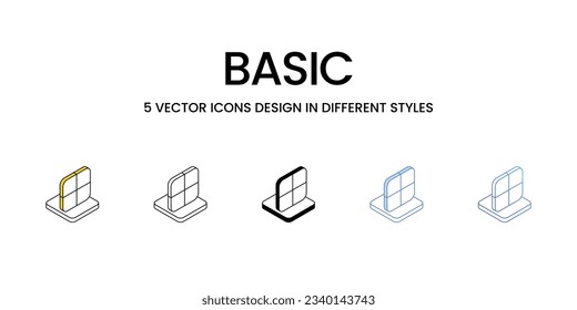 Basic Icon Design in Five style with Editable Stroke. Line, Solid, Flat Line, Duo Tone Color, and Color Gradient Line. Suitable for Web Page, Mobile App, UI, UX and GUI design.