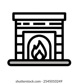 Basic icon of a lit fireplace with flames, creating a sense of warmth and coziness.