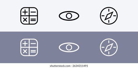 Basic icon pack - calculator, visibility and navigation icon.