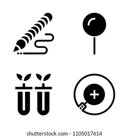 Basic icon set. button, metal, pointer and biotechnology vector illustration for web