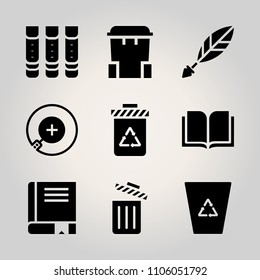 Basic icon set. cabinet, business, study and literature vector illustration for web