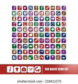 Basic icon set. Color Vector.