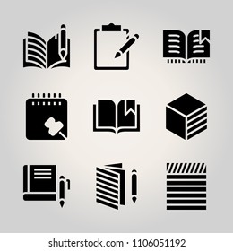 Basic icon set. equipment, blank, sheet and exam vector illustration for web