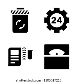 Basic icon set. event, pile, millimeter and phone vector illustration for web