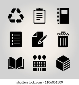 Basic icon set. files, can, note and board vector illustration for web