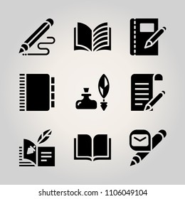Basic icon set. mockup, antique, study and textbook vector illustration for web