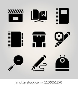 Basic icon set. motion, trashcan, exploration and desk vector illustration for web