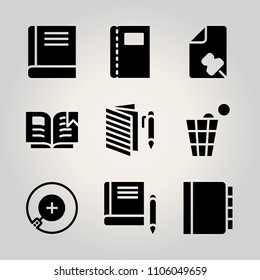 Basic icon set. note, search, study and design vector illustration for web