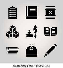 Basic icon set. notebook, customer, white and modern vector illustration for web