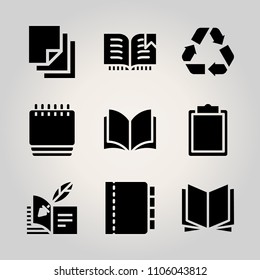 Basic icon set. pencil, recyclable, communication and planner vector illustration for web