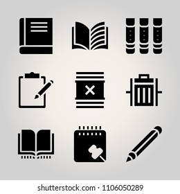 Basic icon set. retro, literature, realistic and exam vector illustration for web