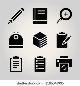 Basic icon set. text, zoom, tick and sheet vector illustration for web