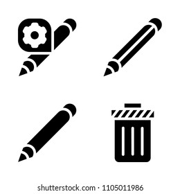 Basic icon set. set, white, trashcan and graphite vector illustration for web
