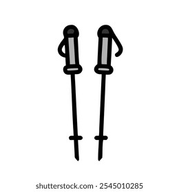 Basic icon of ski poles in black, representing winter sports gear.