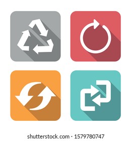 Basic icons of direction arrows. Recycling, refresh, change, upload, load. Editable vector.