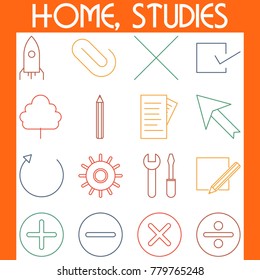 Basic icons of home and studies