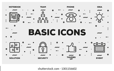 BASIC ICONS LINE ICON SET