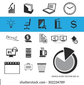 Basic icons offices and business equipment.  