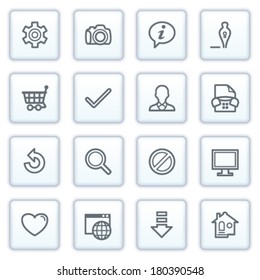 Basic icons on blue buttons.