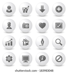 Basic icons on gray buttons.